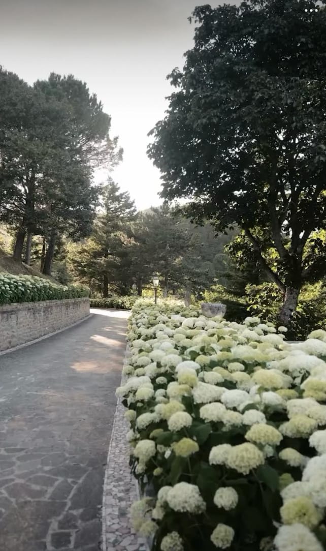 The flowered walkway at Castello Alidosi